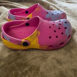 Girls Multi Colored Crocs Size 2